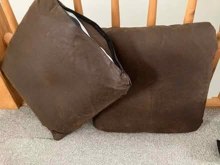 Photo of free 2 matching brown cushions and covers (Cheadle Hulme SK8) #1