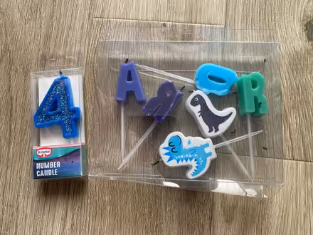 Photo of free No. 4 and dinosaur candles (Alsager ST7) #1