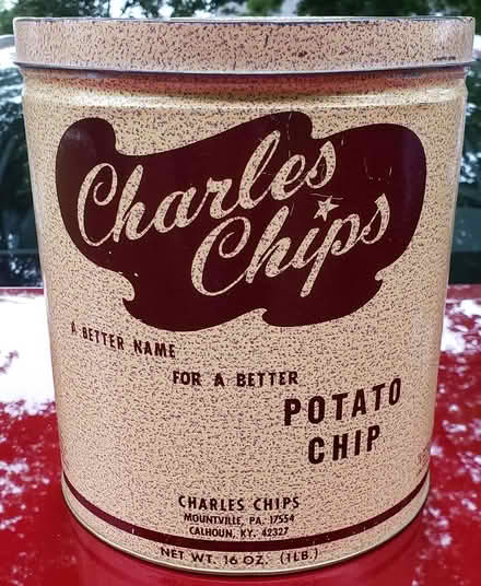 Photo of free Charles Chips can (735 Foxwick Dr, Ballwin, 63011) #1