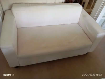 Photo of free 3-seater cream/off white ikea settee - can organise delivery (Hinchley Wood KT7) #1