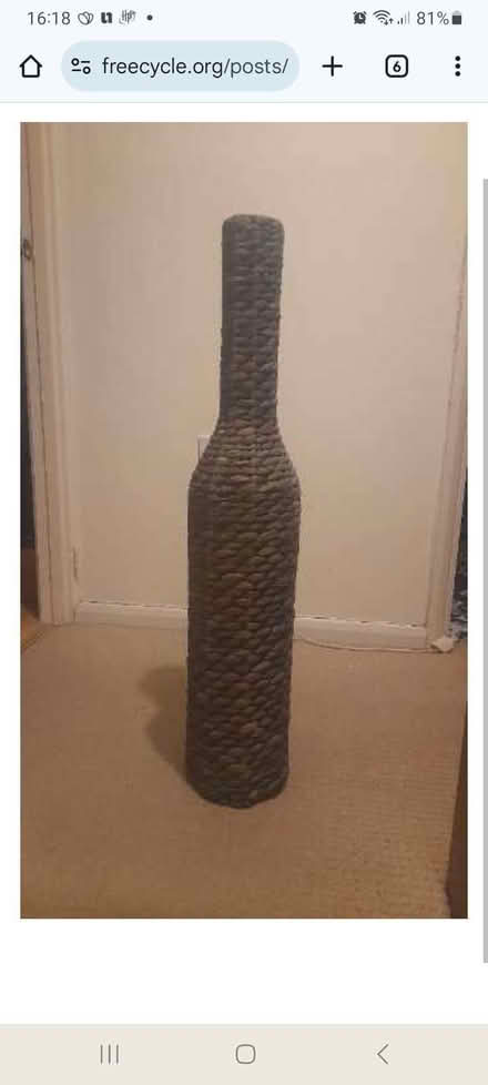 Photo of free Large Rafia Floor Vase (Chaddesden DE21) #1