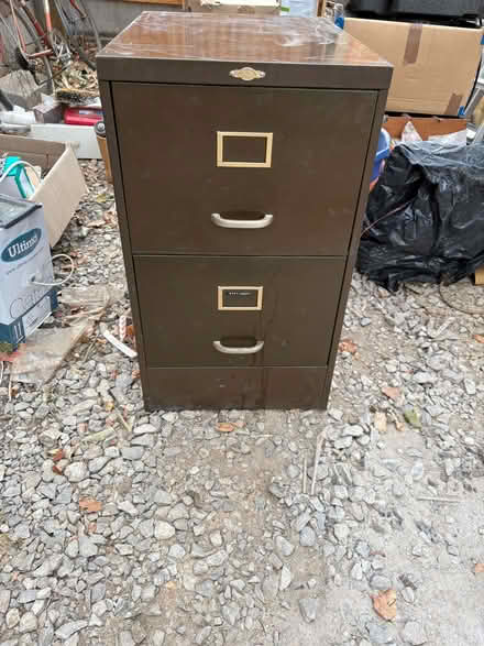 Photo of free Green metal 2 drawer filing cabinet (Wilmslow SK9) #1