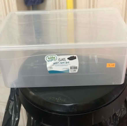 Photo of free Small lidded storage box (labelled as shoe storage) (Monks Hill CR2) #1