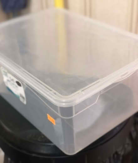 Photo of free Small lidded storage box (labelled as shoe storage) (Monks Hill CR2) #2