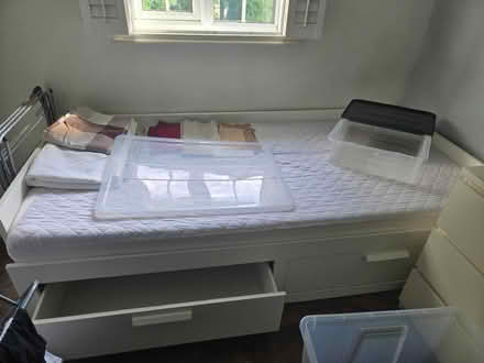 Photo of free Single bed ikea with storage. Used..mattress included. (Goffs Oak EN7) #1