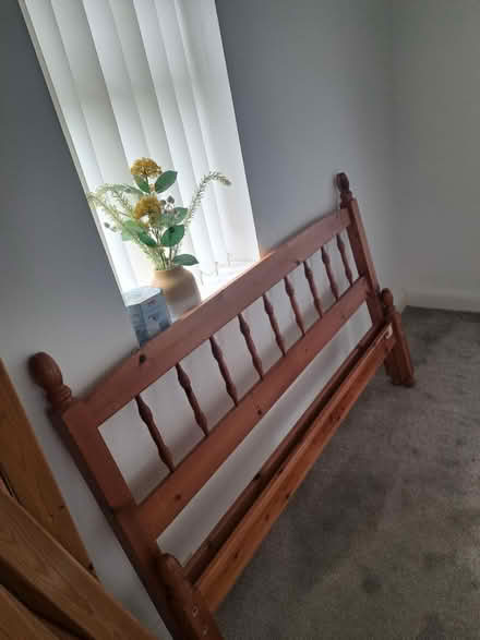 Photo of free Pine double bed no mattress (BD11 Drighlington) #1