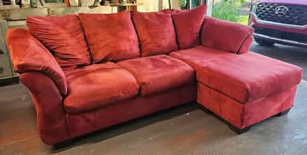 Photo of free Red microfiber chaise couch (Owings Mills/Reisterstown) #1
