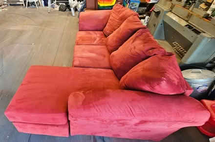 Photo of free Red microfiber chaise couch (Owings Mills/Reisterstown) #3