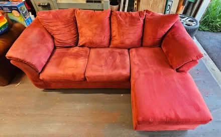 Photo of free Red microfiber chaise couch (Owings Mills/Reisterstown) #2