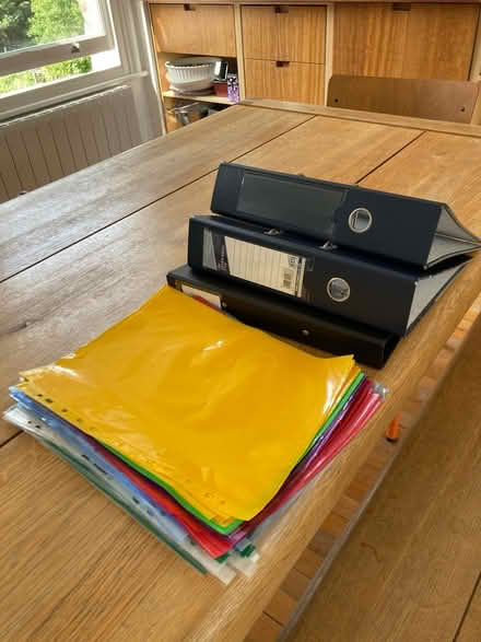 Photo of free Plastic sleeves and 3 files (N6 6QX) #1