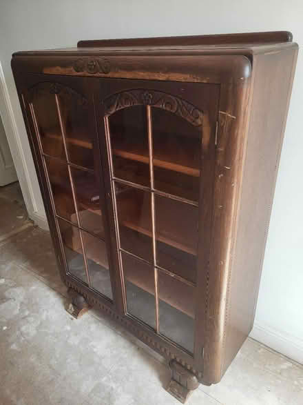 Photo of free Vintage bookcase wooden glazed (TR19) #1
