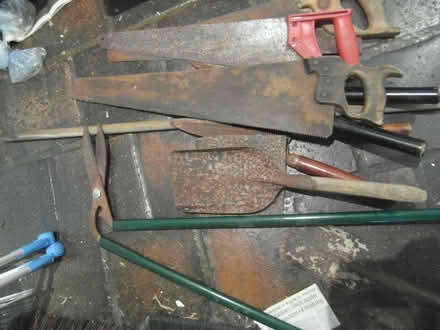 Photo of free rusty garden tools - 3 saws, 2 shears, 2 shovels, lawn edger (Waverton CH3) #2