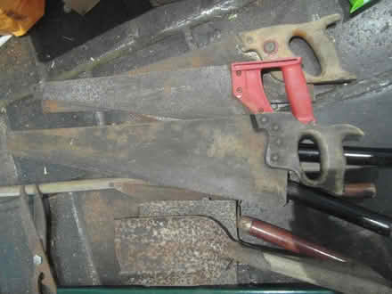 Photo of free rusty garden tools - 3 saws, 2 shears, 2 shovels, lawn edger (Waverton CH3) #3