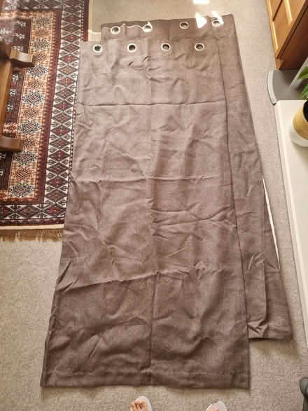 Photo of free Pair of brown eyelet curtains (Twyford RG10) #4