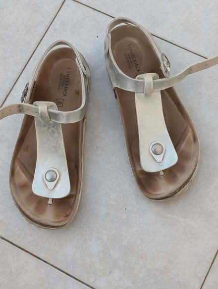 Photo of free Silver leather sandals size 2.5/35 (Priestwood RG42) #1