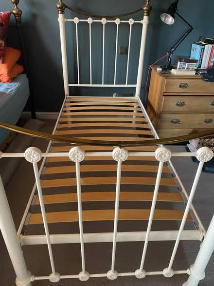 Photo of free Single bed frame - metal, white (Central Fordingbridge (SP6)) #1