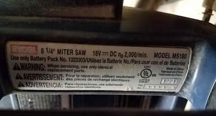 Photo of free Ryobi Compound Miter Saw – Battery (New Fairfield, CT) #1