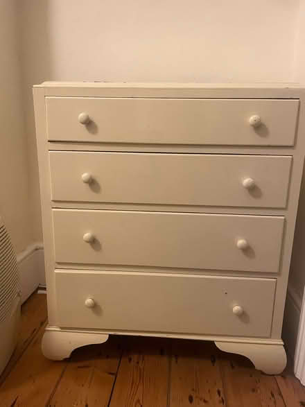 Photo of free Cream painted wooden chest of drawers 90H, 75W, 44D (Streatham Hill SW2) #1