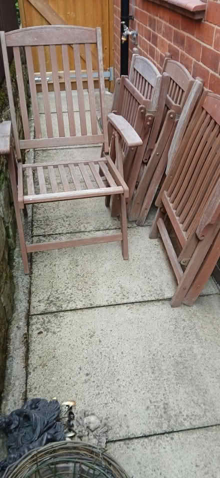 Photo of free Wooden garden chairs x4 (Allestree DE22 2) #1