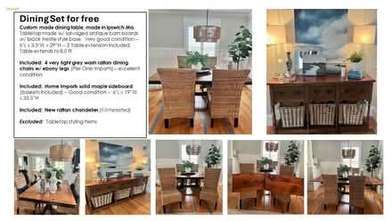 Photo of free Dining Set, table, chairs, side brd (Moulton St) #1