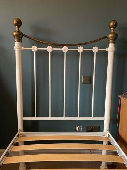 Photo of free Single bed frame - metal, white (Central Fordingbridge (SP6)) #2