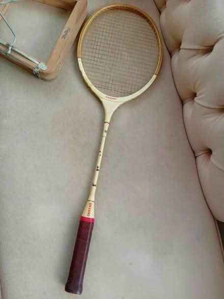 Photo of free Badminton wooden racket with press. (Hingham NR9) #2