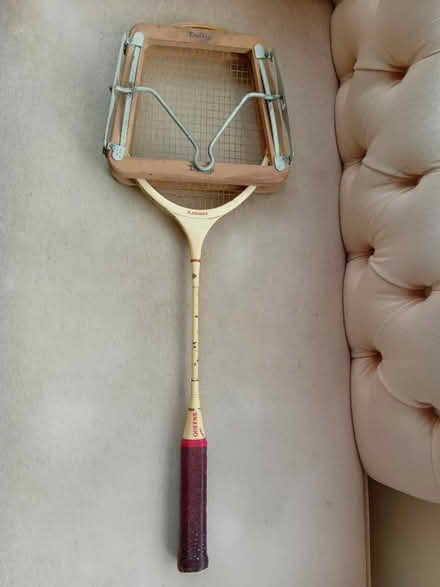 Photo of free Badminton wooden racket with press. (Hingham NR9) #1