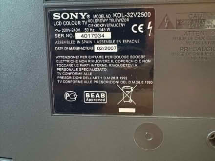 Photo of free Sony 32" LCD TV, working (Denmead PO7) #3