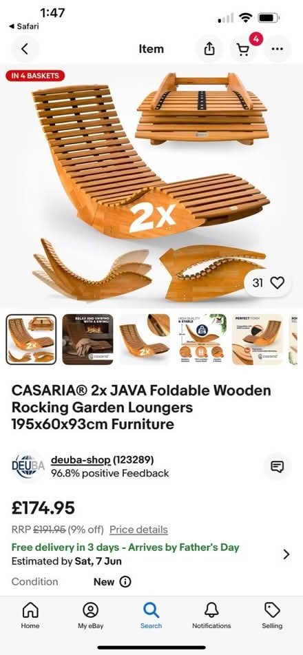 Photo of free Garden wooden rocking loungee (Rackheath) #2