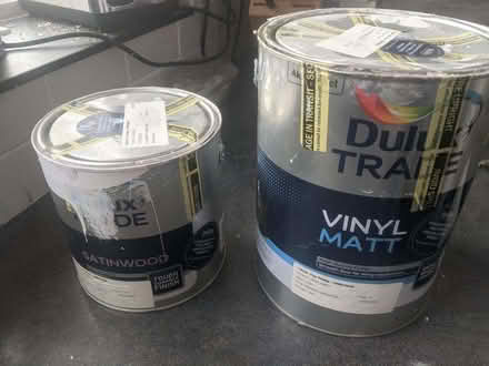 Photo of free Useful quantity of pinkish emulsion and satinwood paint (Round Hill BN2) #1