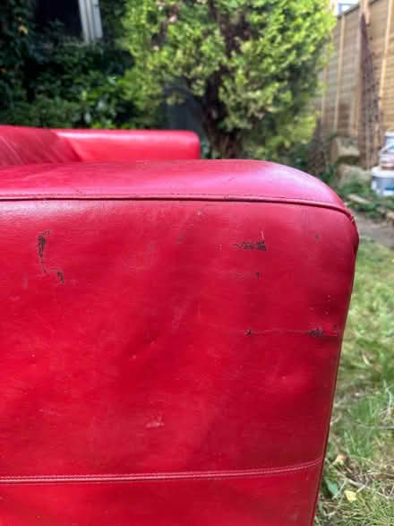 Photo of free Red leather sofa (Raynes Park SW20) #4
