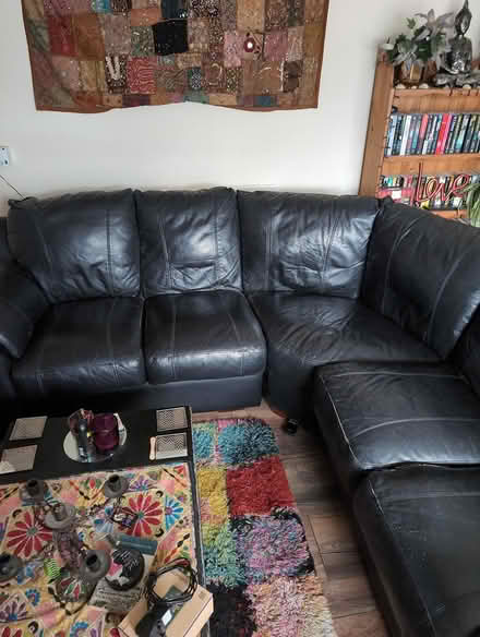 Photo of free leather & faux leather corner sofa (TN38 - St. Leonards) #1