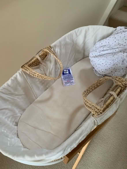 Photo of free Moses Basket, Stand And 2 Sheets (Bakewell DE45) #2