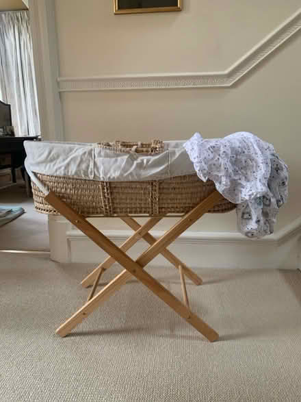 Photo of free Moses Basket, Stand And 2 Sheets (Bakewell DE45) #1