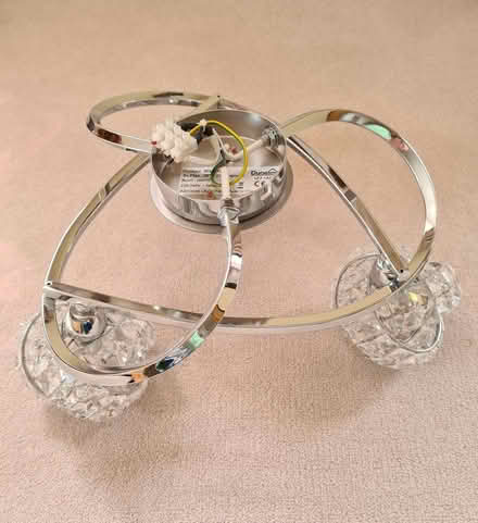 Photo of free 2 x Cecilie 3 Light Crystal Semi Flush Ceiling Light Chrome (Oswestry SY10) #3