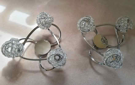 Photo of free 2 x Cecilie 3 Light Crystal Semi Flush Ceiling Light Chrome (Oswestry SY10) #2