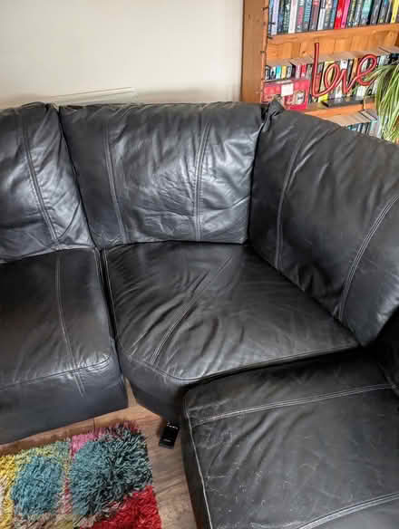 Photo of free leather & faux leather corner sofa (TN38 - St. Leonards) #2