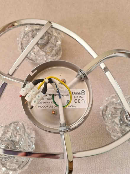 Photo of free 2 x Cecilie 3 Light Crystal Semi Flush Ceiling Light Chrome (Oswestry SY10) #1