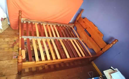 Photo of free wooden double bed frame & slats (Potters Bar EN6) #1