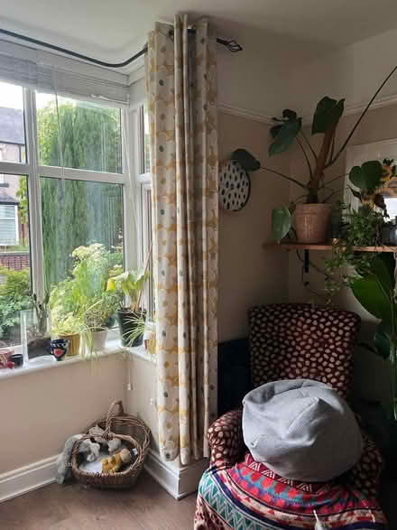 Photo of free Long curtains yellow with flowers (LS29 Burley in Wharfedale) #1