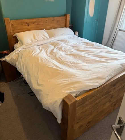 Photo of free Real wood king bed frame (Hither Green) #1