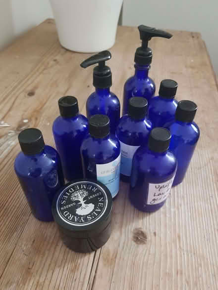 Photo of free Several small blue glass bottles (Eastbourne BN21) #1