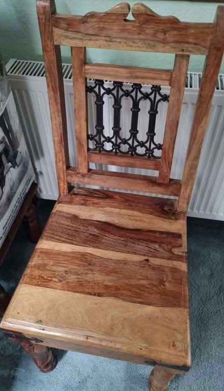 Photo of free Wooden chair with metal features (Westergate PO20) #1