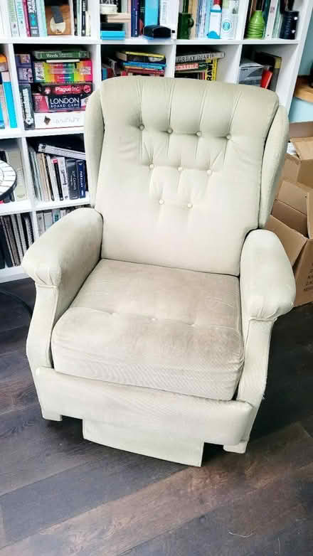 Photo of free sage green recliner armchair (Morden (near Ravensbury Park)) #2