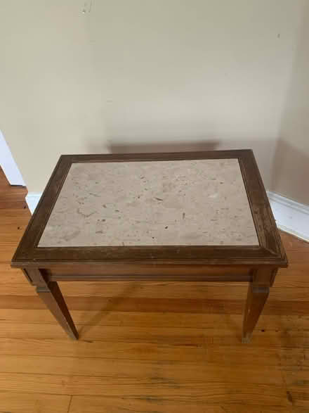 Photo of free Wood Side Table with Marble Top (Cottageville, South Brunswick) #1