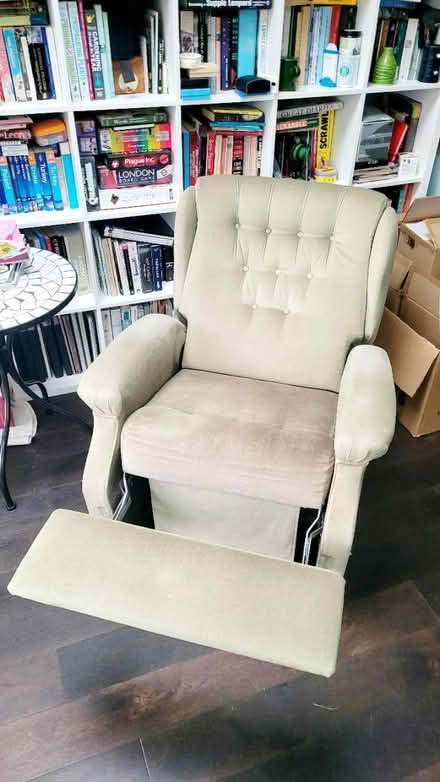 Photo of free sage green recliner armchair (Morden (near Ravensbury Park)) #1