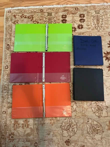 Photo of free 5 colorful 3-ring binders (Vienna community center) #1