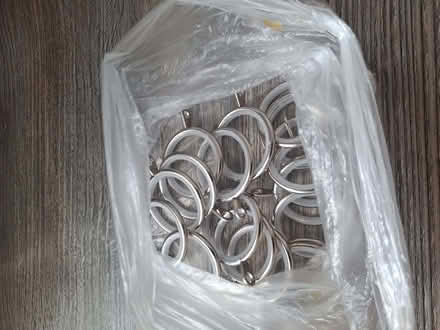 Photo of free Metal shower curtain rings x 20 (Knotty Ash L14) #1