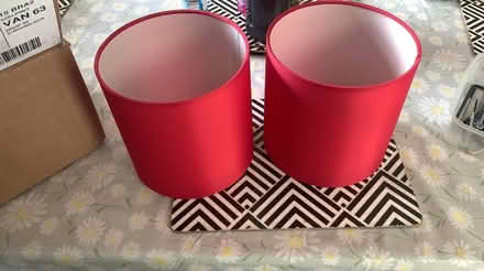 Photo of free Pair of red table lamp shades (Bilton HG1) #1