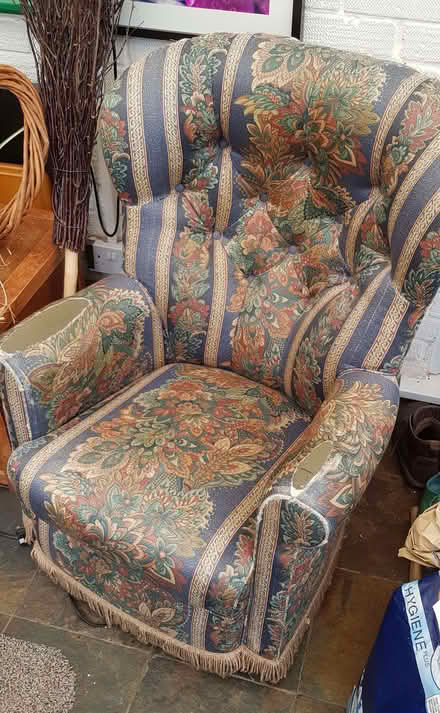 Photo of free Easy chair, Comfortable but very worn and tatty. (Abbotswood GL3) #1
